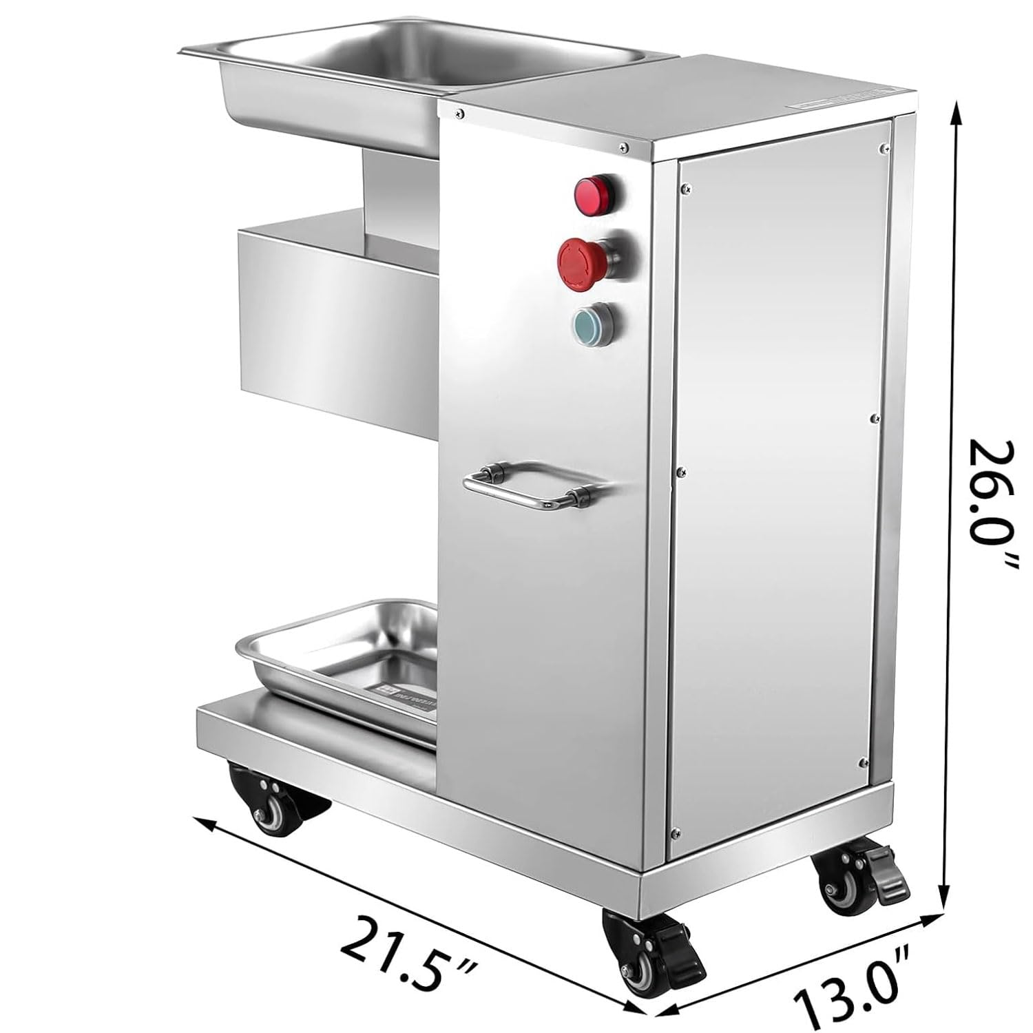 Cortadora de Carne Comercial de Acero Inoxidable, picadora de Alimentos eléctrica móvil de 750 W con Cuchilla de 3,5 mm, 180 kg/h, 190 RPM, cortadora automática de Verduras pa,
