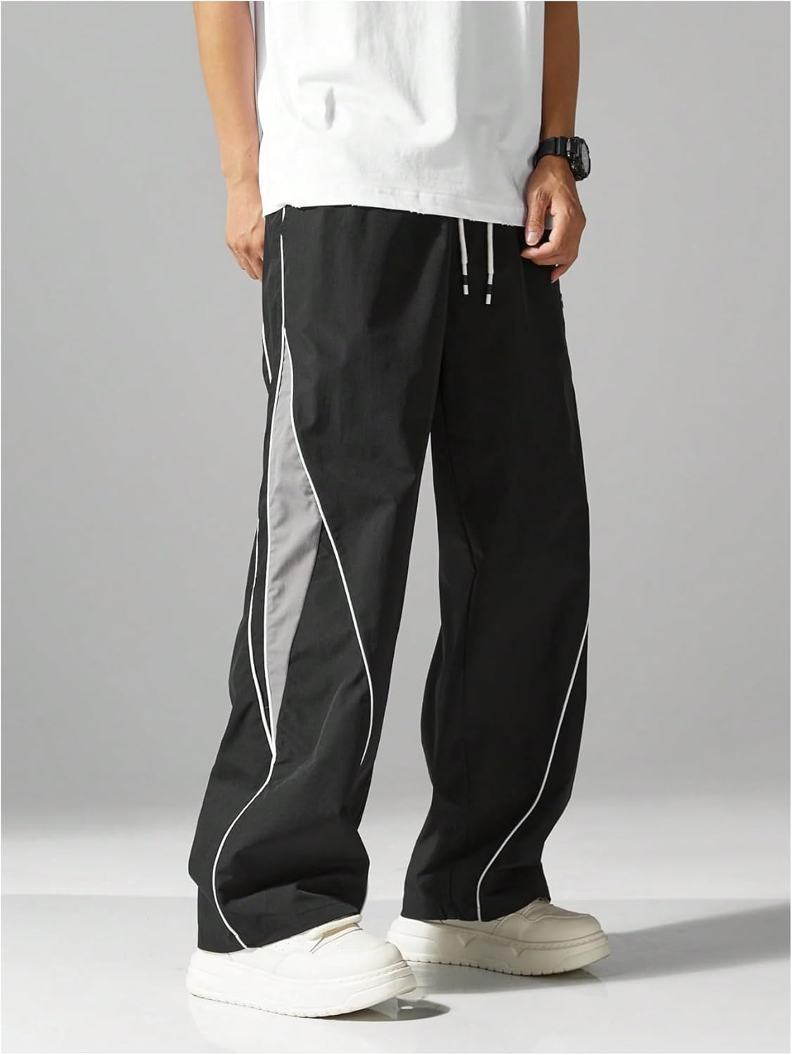 SOLY HUX Men's Baggy Track Pants Drawstring Elastic Waist Parachute Sweatpants Streetwear - Image 5
