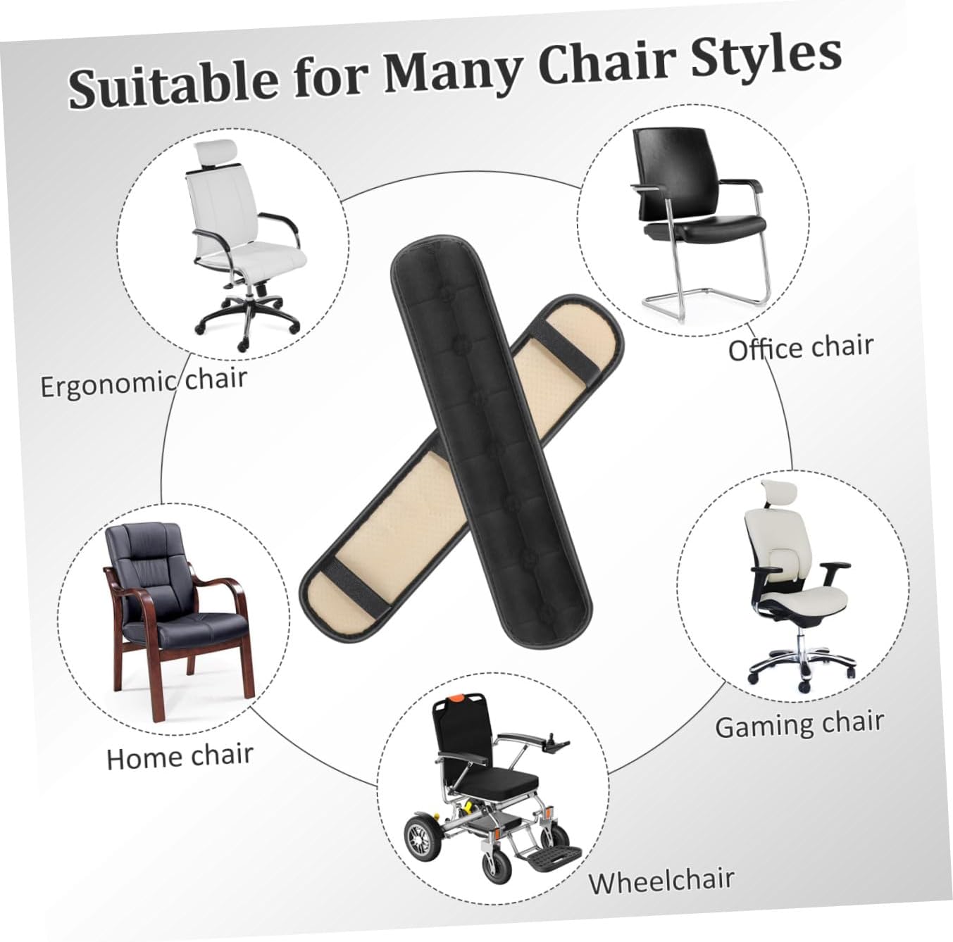 Garneck 2pairs Chair Armrest Pads Elastic Cover for Office and Home Comfortable Cushioning Easy to Armrests Design
