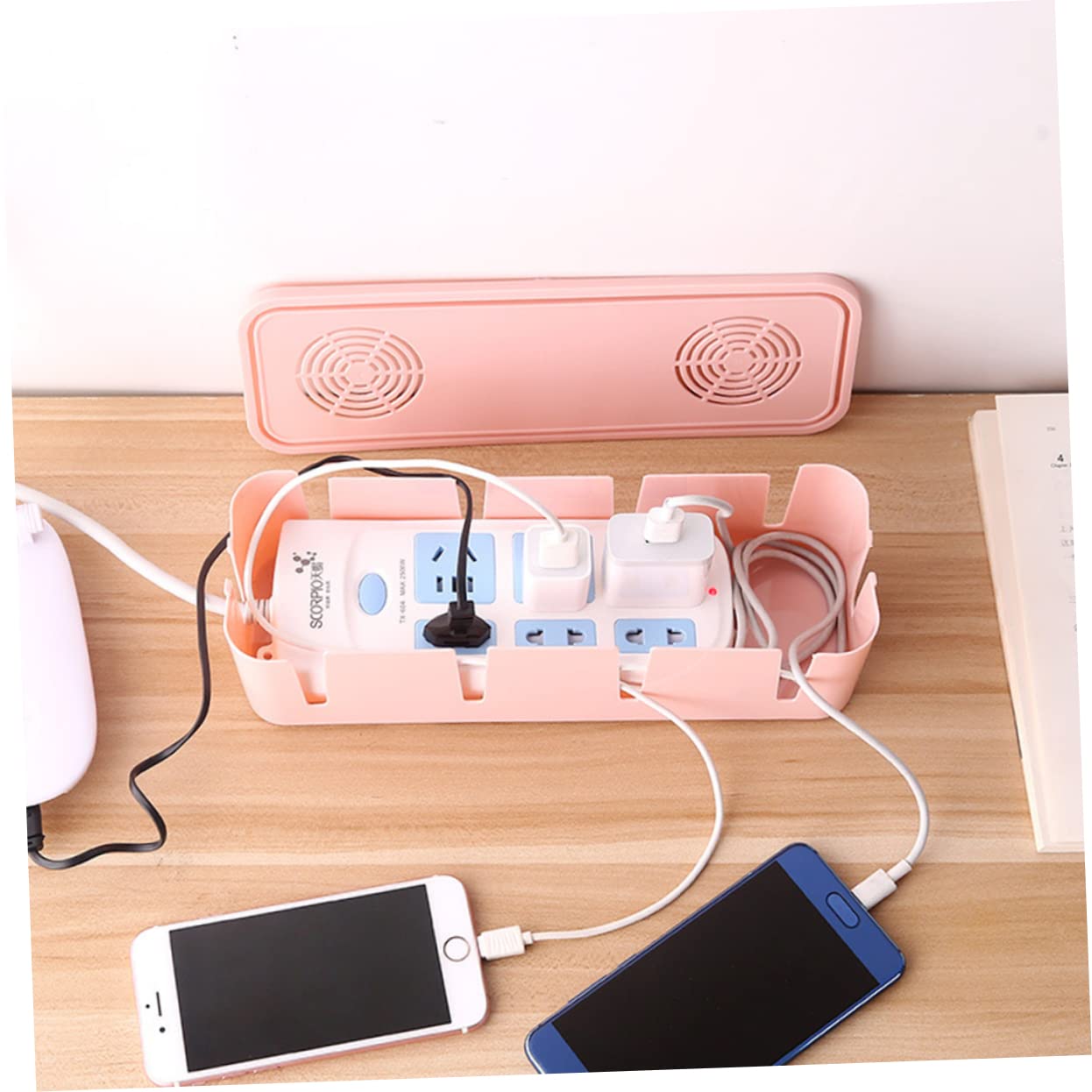 Housoutil Plug Socket Safety Box Cable Box Organizer Power Strip Socket Anti-Static Cable Management