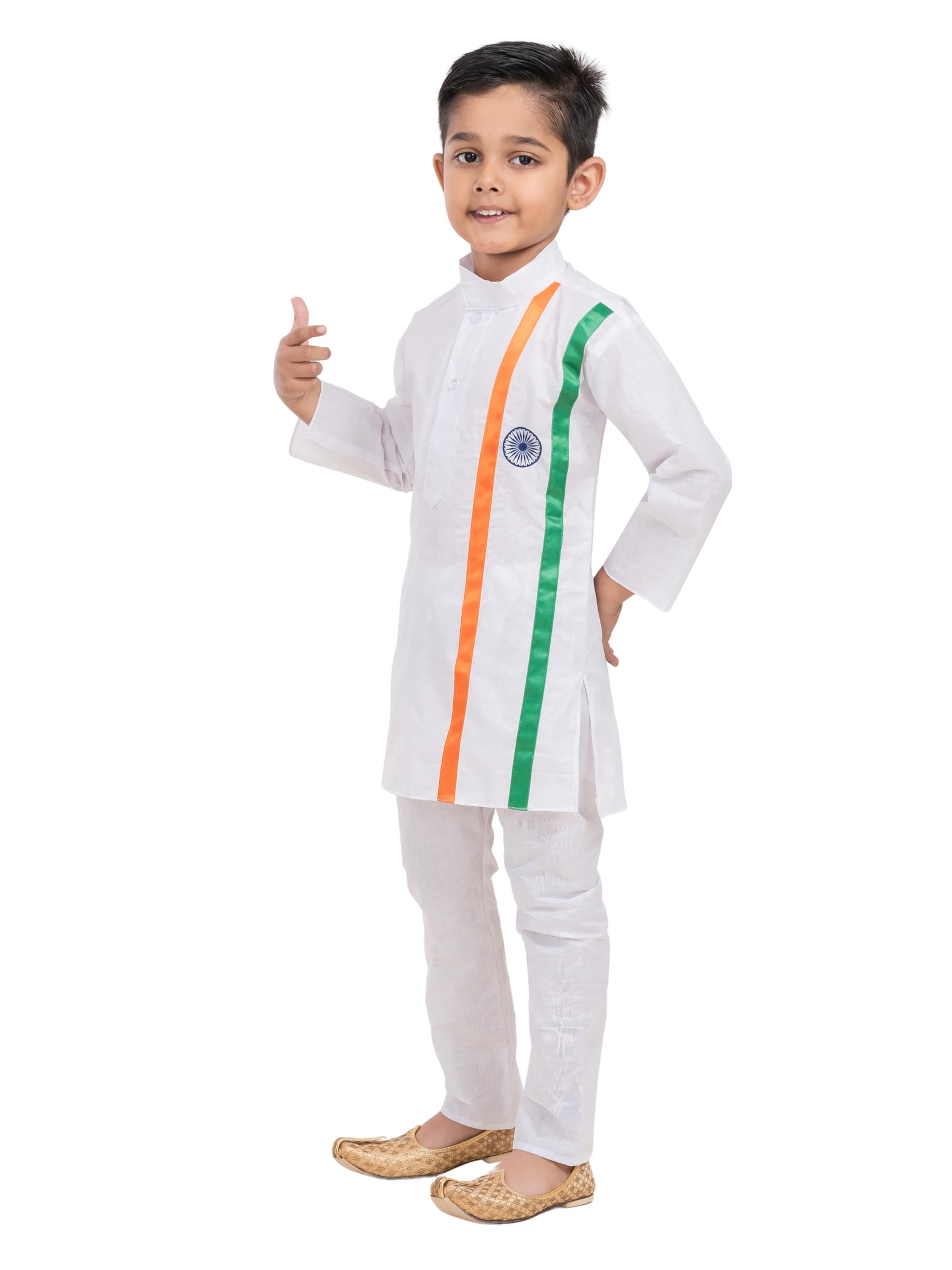 PEKABU Costumes for Kids | Independence Day Republic Day Kurta Pajama Set For Schools & Competition (Side, 5-6 Years)