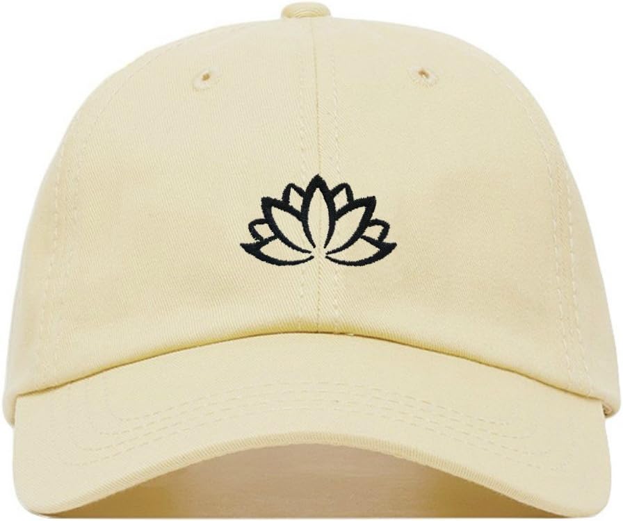 Lotus Flower Baseball Hat, Embroidered Dad Cap, Unstructured Soft Cotton, Adjustable Strap Back (Multiple Colors)