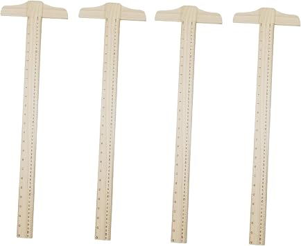24 Inch Wood Ruler 4 Pack T-Square Wooden Rulers Bulk Wood Measuring Ruler Office Ruler School Supplies Art Framing Wooden Rulers Drafting Ruler 2 Scale