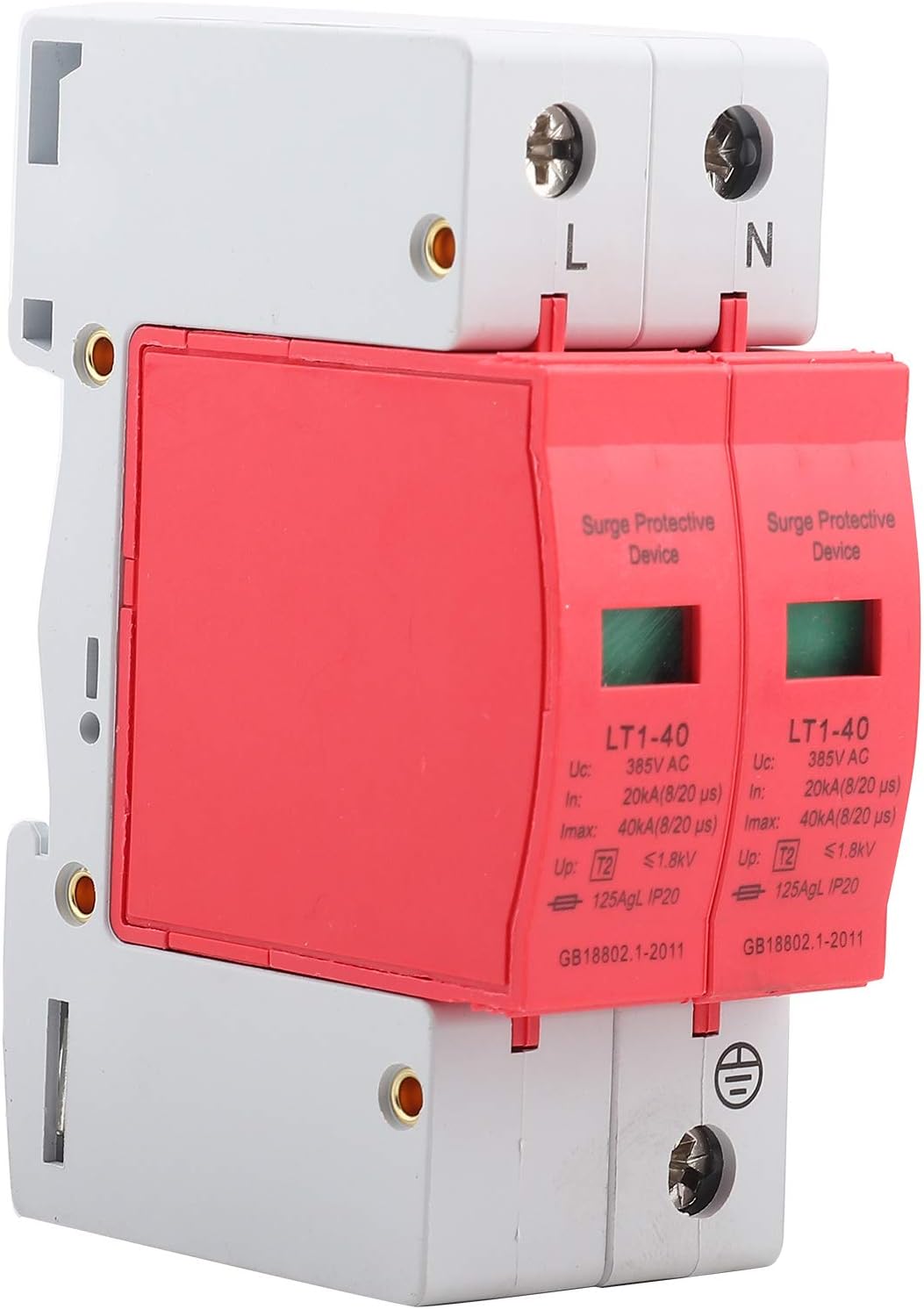 Thunder Arrester, Surge Protective Device Telephone Thunder Tele Protector Surge Protector Low-voltage Arrester with 20KA 385V, Surge Protectors (2P40KA)
