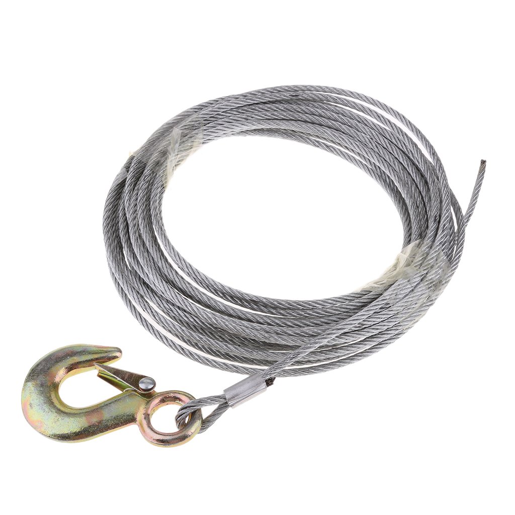 Cavo per argano per rimorchio per barca, zincato, con gancio resistente, 5 mm x 10 m