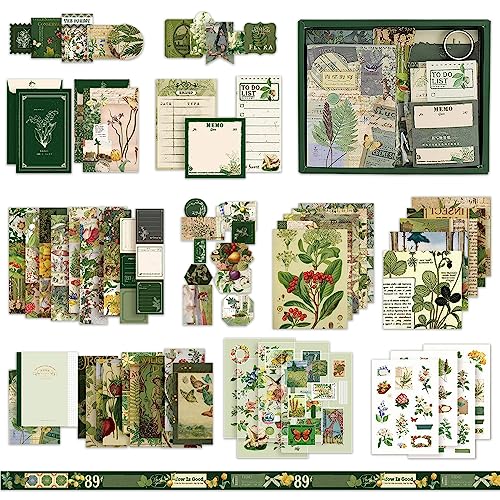 Udbrud 229pcs Kit d'accessoires de Scrapbooking, Vintage Scrapbooking Autocollant, DIY Journal Accessoire Sticker de Scrapbook pour Albums Photos, Objets de Décoration