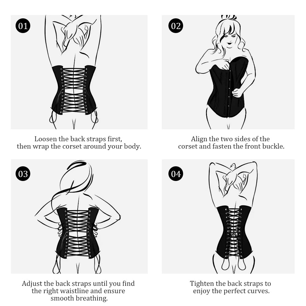 AUYAO Corsetto Donna Nero Elegante, Bustino Shapewear Lingerie, Corsetto Stringivita Regolabile per Donne, Corsetti per Feste, Matrimonio, Halloween, Cosplay, Modellante e Confortevole (S-XL)