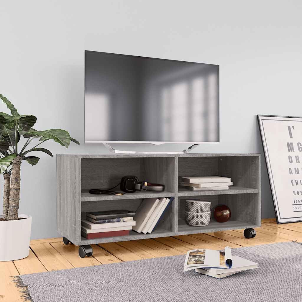 Générique Mobile TV su ruote 90x35x35 cm Legno Ingenierie Sonoma Grigio