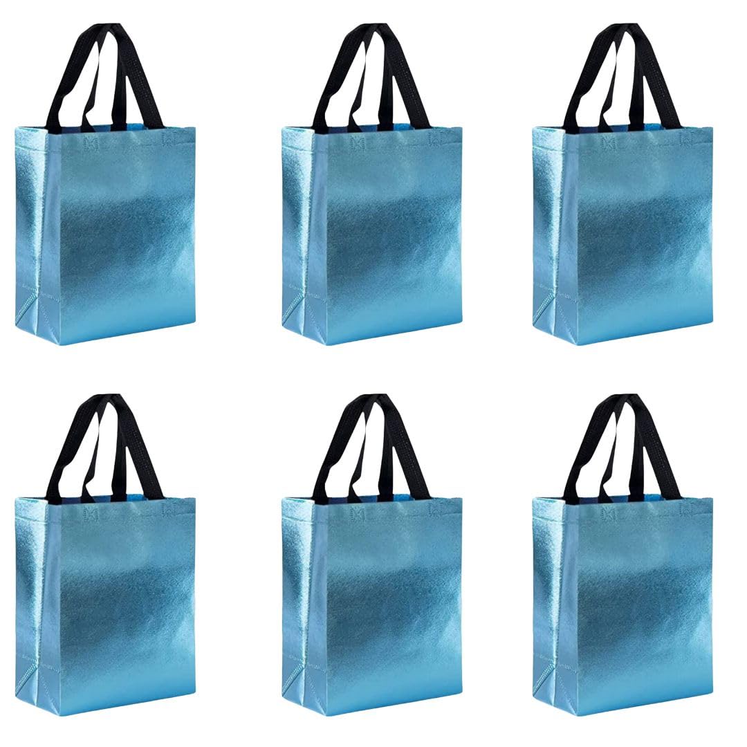 SATYAM KRAFT 6 Pcs Non Woven Fabric Paper Bag Goodie Bags With Handle Gift bag, Carry Bags, gift bag for Christmas Gift, Birthday, Wedding, Xmas and Other Occassion (Medium) (Blue) (B0CP5ZS89P) Amazon Price History, Amazon Price Tracker