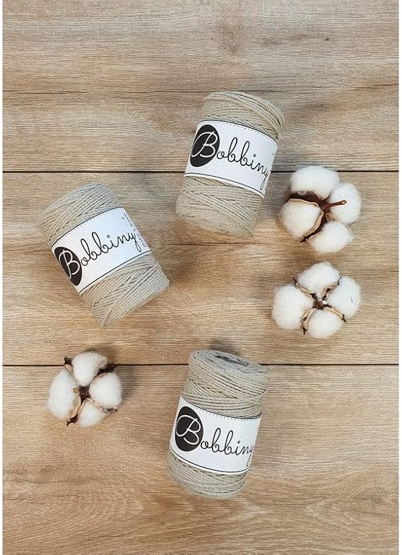 Bobbiny Baby 1.5mm 3 Ply Macrame Cord (Beige) 108yds/330ft (100% Recycled Cotton)