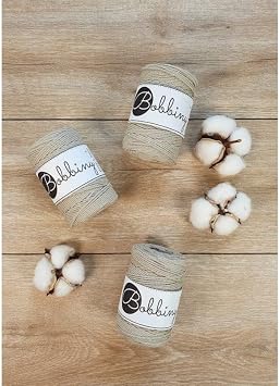 Bobbiny Baby 1.5mm 3 Ply Macrame Cord (Beige) 108yds/330ft (100% Recycled Cotton)