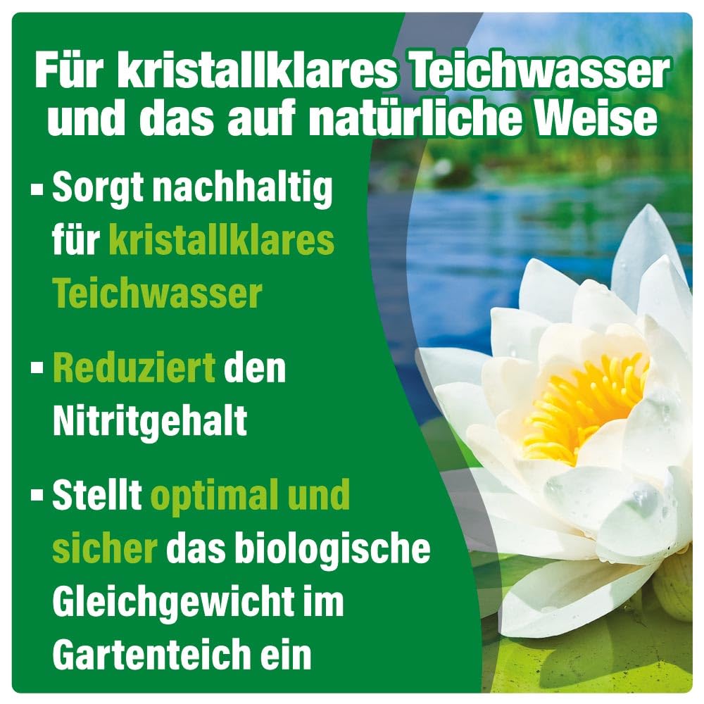 AQUALITY Gartenteich Bio-TeichKlärer 3in1 (Teichklar - Nachhaltig kristallklares Wasser, entfernt deutlich Trübungen im Teich), Inhalt:5 Liter