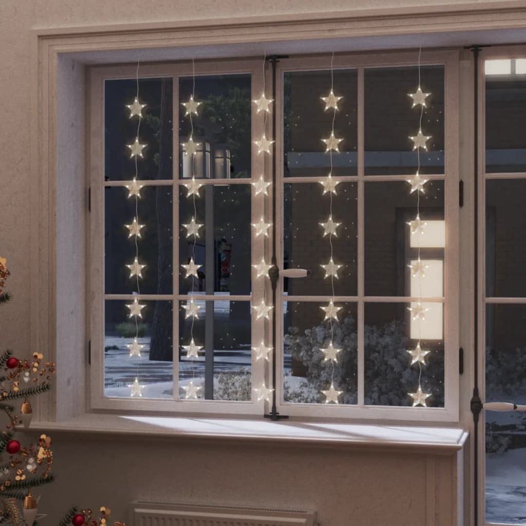 Guirnalda de luces LED con forma de estrella, 200 LED, blanco cálido, 8 funciones