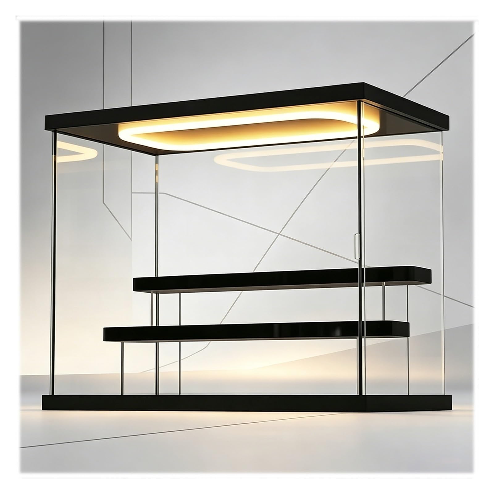 Stackable Acrylic Display Case with Lights, Transparent Display Box Protection Showcase for Souvenirs/ Medals/ Cards, Dustproof Acrylic Presentation Box(B)