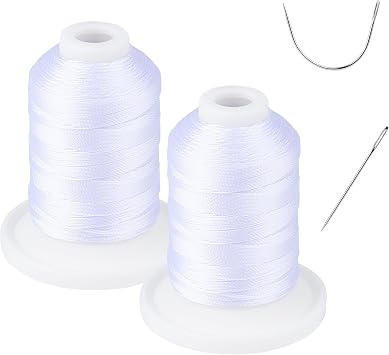 Indoor Outdoor Extra Strong Upholstery Repair Thread - UV Resistant - Heavy Duty Thread for Hand or Machine Sewing - Simthread 100% Bonded Polyester Tex 69 12wt - NP-White