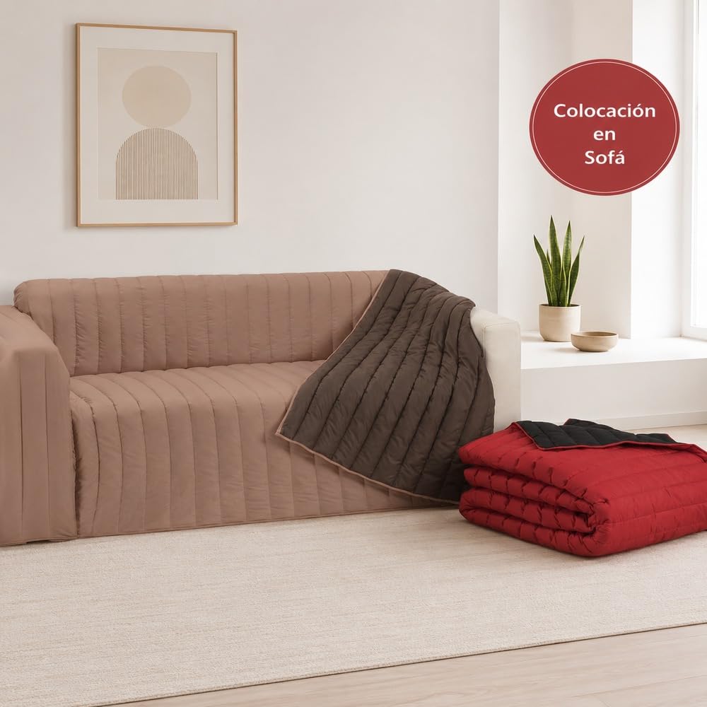 SABANALIA - Colcha Cama 90 Bicolor Multiuso Tutto para Primavera, Verano, Otoño (Disponible en Varias Medidas y Colores) Negro/Gris