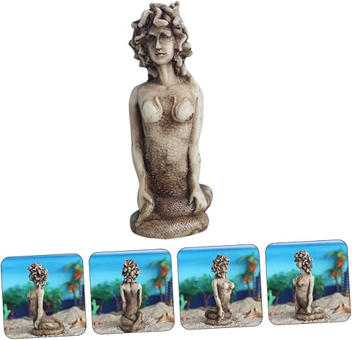 Miniatura 8 de Happyyami Medusa Basilisco Decoración griega Escultura de vidrio Decoración de caracol Estatua griega Estatua de serpiente Estatua de jardín en