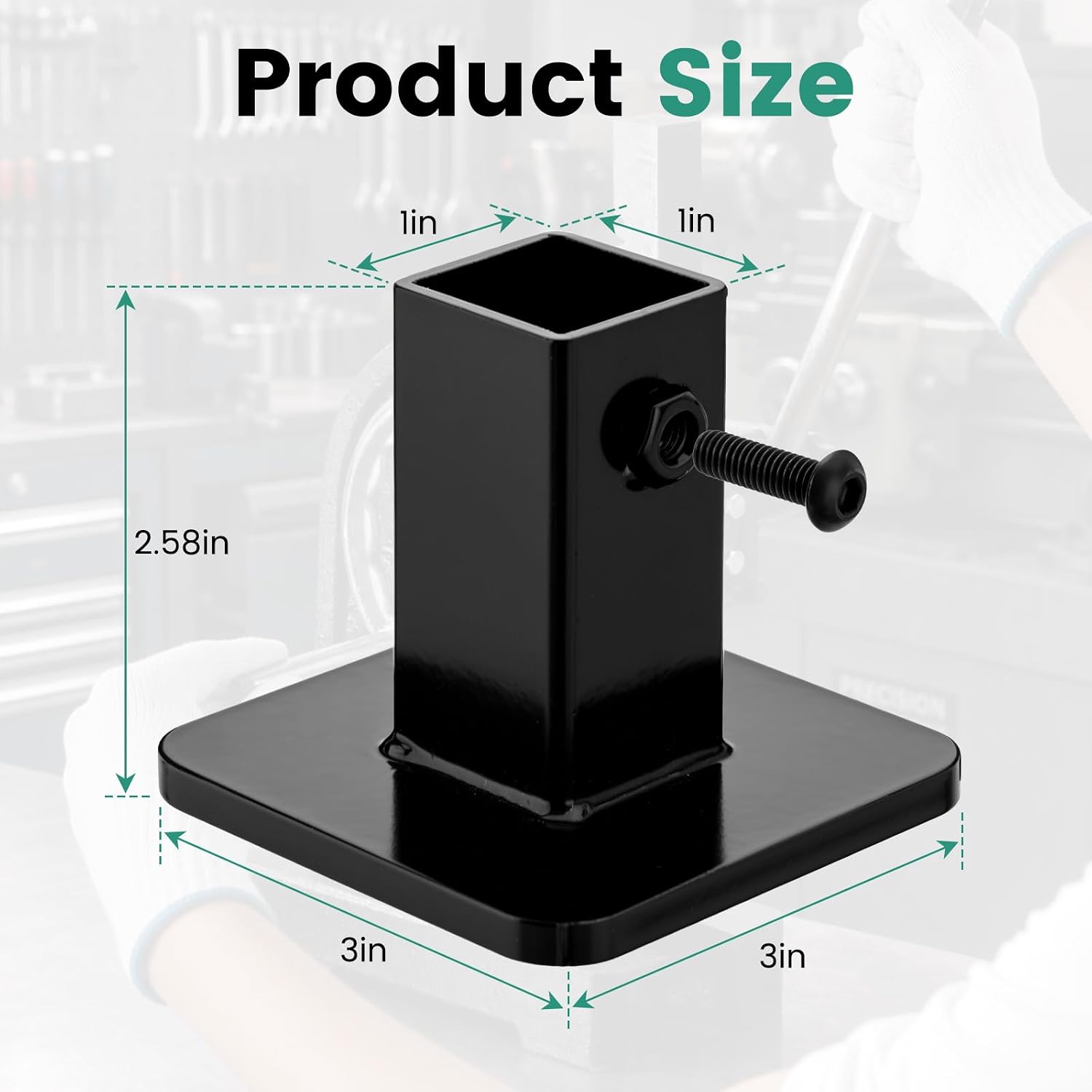 Hand Press Attachment Foot for Arbor Press–3"x3" Carbon Steel Platen Base,Fits 1" & 3/4" Ram,All-Metal Die Press Accessory for Leather Stamping,Embossing & Die Cutting