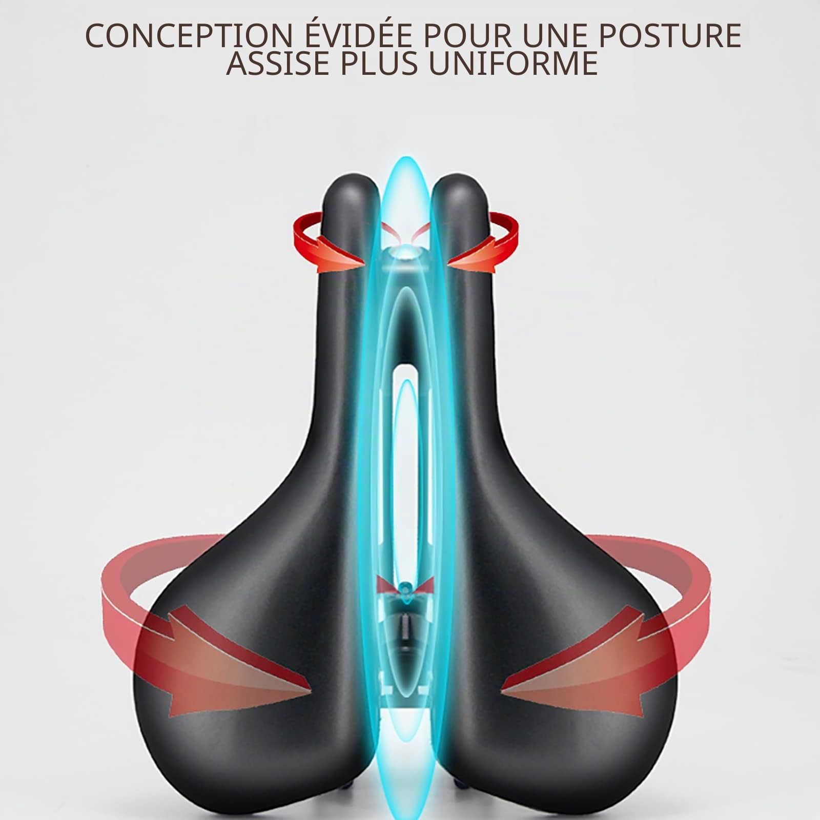 Siège de vélo Suspendu, Siège de vélo Confortable pour Hommes et Femmes, Design Ergonomique, 12 Points d'articulation conçus pour Les Hanches, Convient à la Plupart des vélos