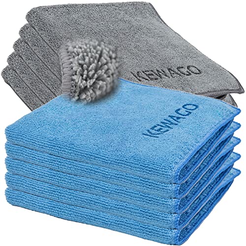 KEWAGO 10 chiffons en microfibre de qualité supérieure - 400 GSM Qualité professionnelle, 40 x 40 cm, Pour nettoyer la voiture, comme chiffon de polissage, ou pour le ménage à la maison Cover