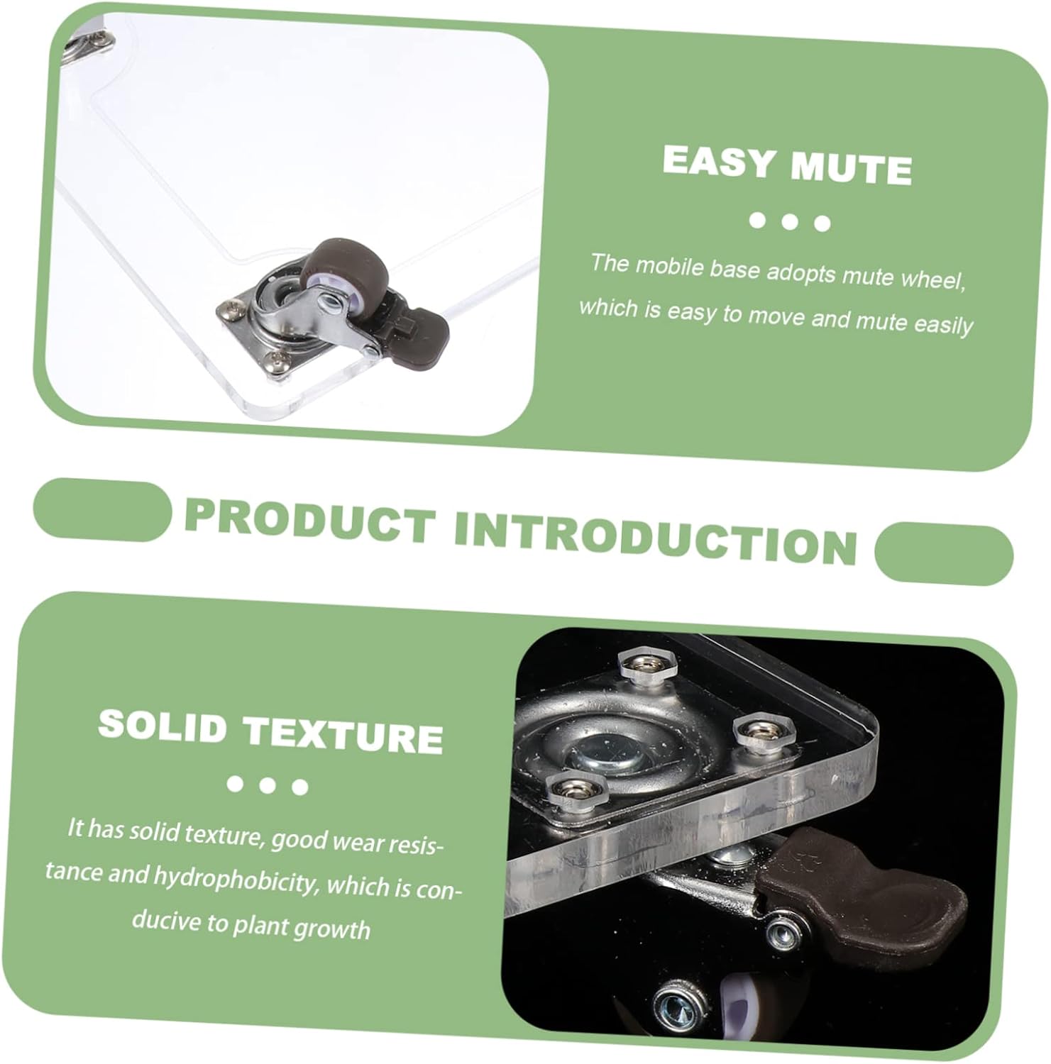 Transparent Acrylic Flowerpot Base with Movable Wheels Durable Plant Pot Holder Tray for Easy Flowerpot Transfer