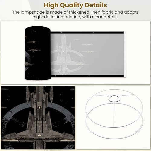 Miniatura 5 de Drum Lamp Shades Futuristic Spaceship Fleet Imperial Symbol Design Lampshade for Floor Lamps Table Lamp Pendant Light Linen 16"x16"x12" Replacement