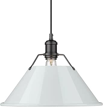 Golden Lighting Yep Orwell 1-Light 14in Pendant in Matte Black and Dusky Blue Shade