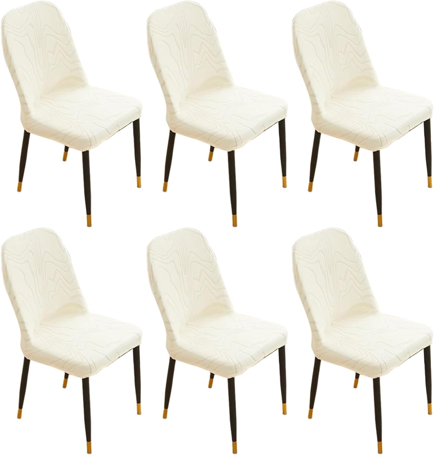 Curved Chair Covers Set of 2/4/6 Stretch Dining Room Chair Slipcovers Stretch Curved Back Chair Cover Removable Accent Chair Slipcover for Kitchen Living Room,Beige,4pcs