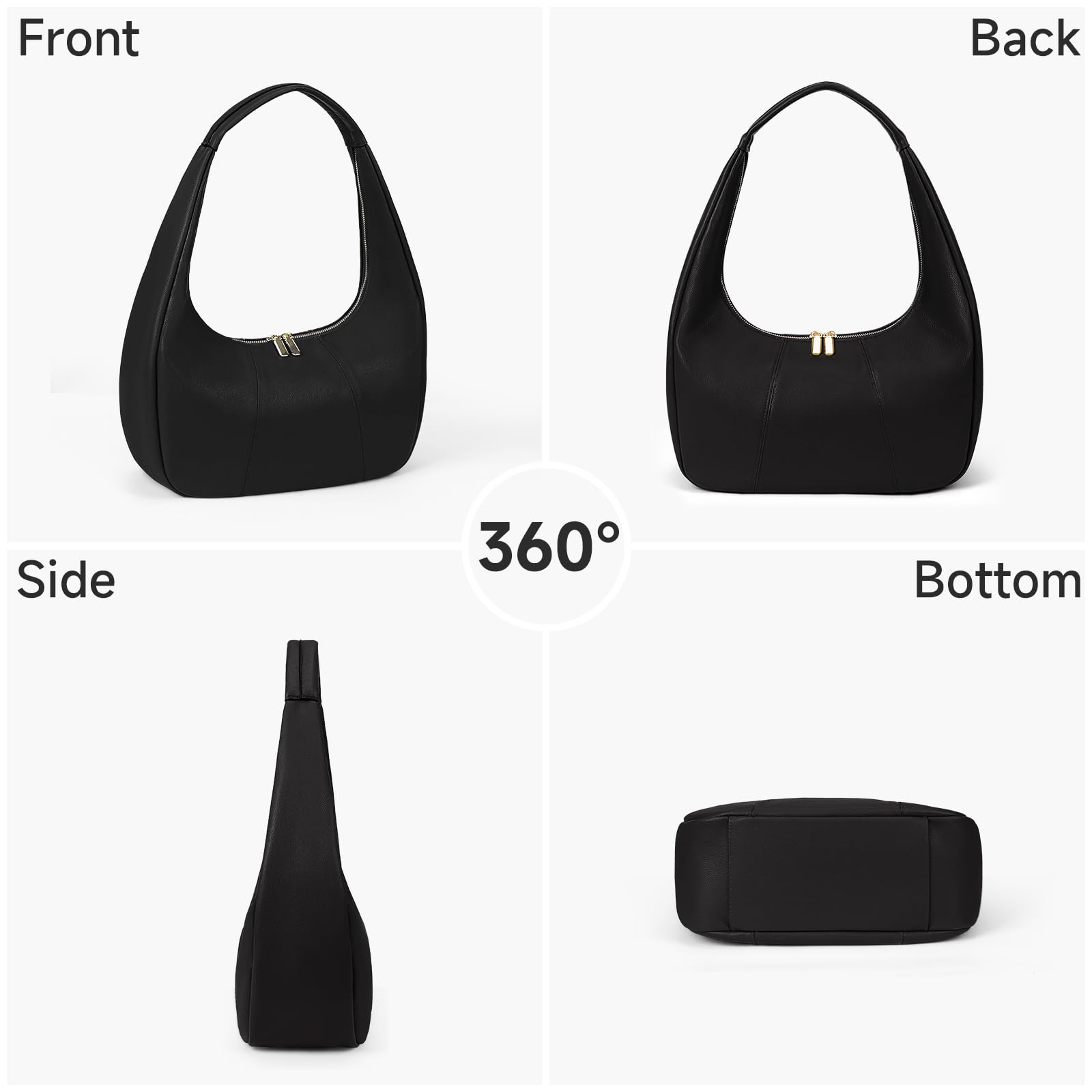 ACUYE Bolso de mano para mujer, de piel sintética, bolso de hombro para mujer, bolso de mano de cuero moderno de media luna