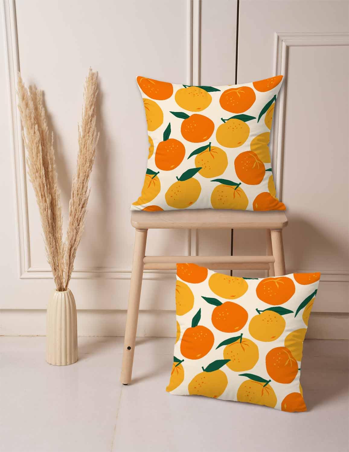 Cushion Covers Set of 2 Pack 45 x 45 cm Soft Short Plush Oranges Summer Fruits Decorative Throw Pillow Cases Cute Pillow Cover for Sofa Bed Garden Outdoor Decor with Invisible Zipper Pillow Covers - Image 4