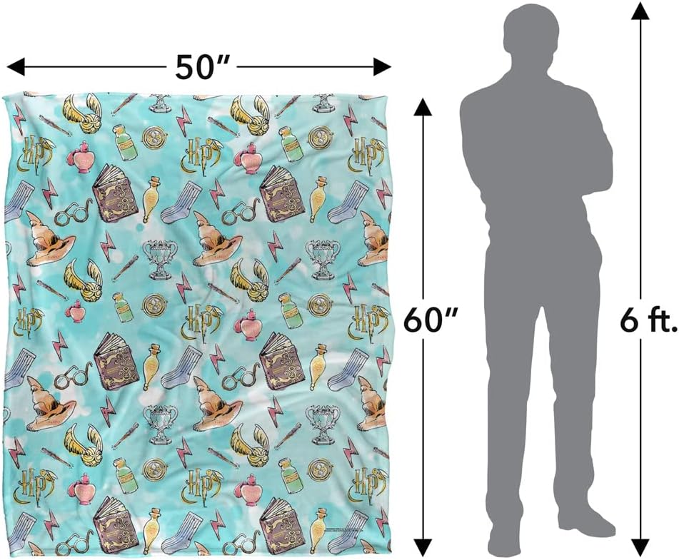 Harry Potter Water Color Pattern Officially Licensed Silky Touch Super Soft Throw Blanket 50" x 60"