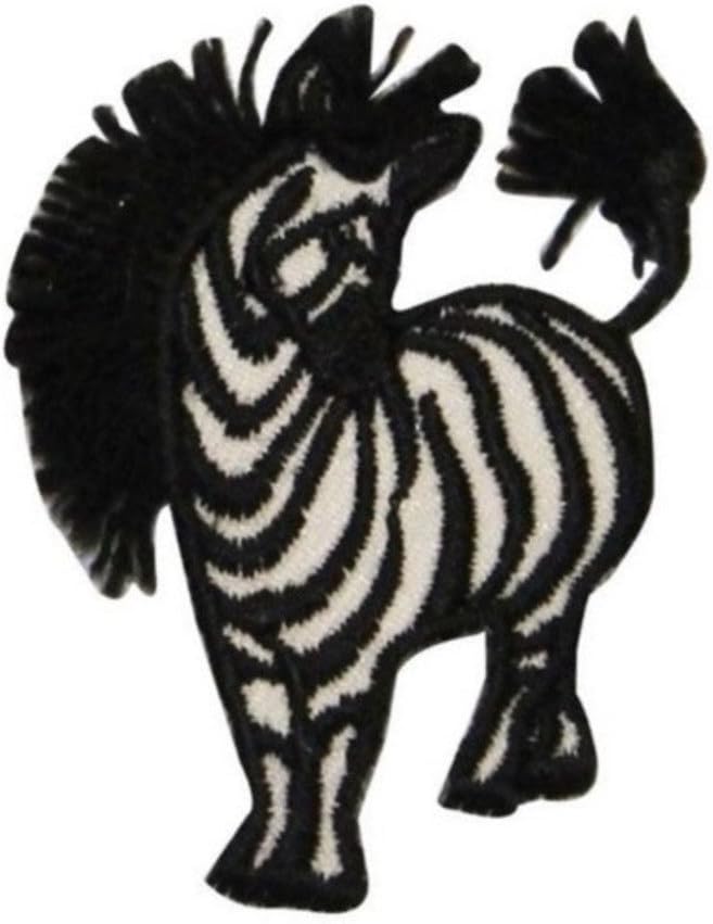 ID 0628B Small Wild Zebra Patch Long Mane Safari Embroidered Iron On Applique