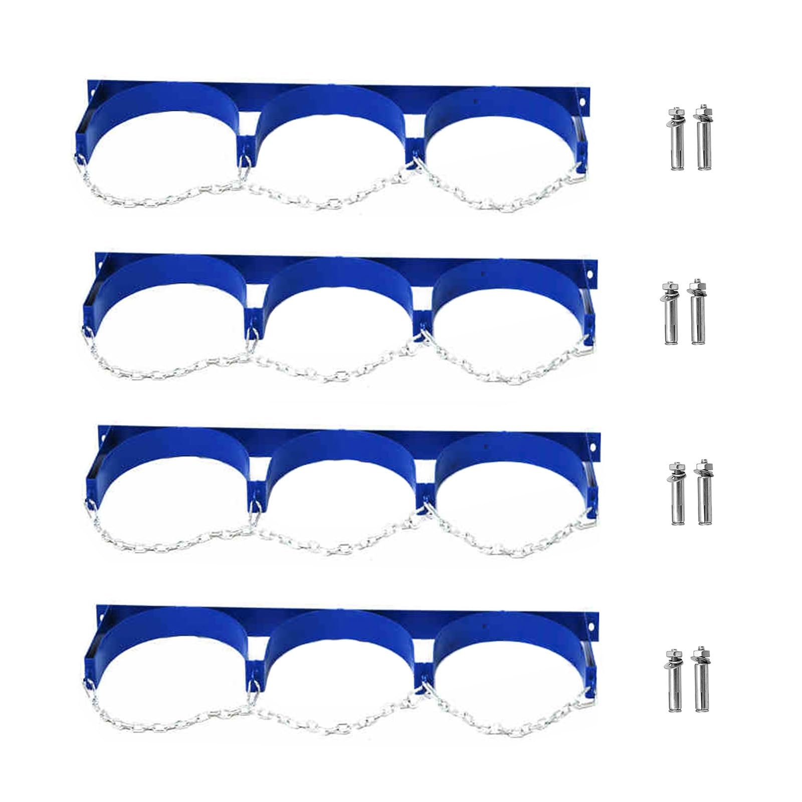 Genérico 4 Soportes de Acero para bombonas de Gas - Soporte de Pared Resistente para Tanques de propano con Tornillos y Cadena de Seguridad, Ideal para Tanques de expansión M/L (95 cm) - Solución de