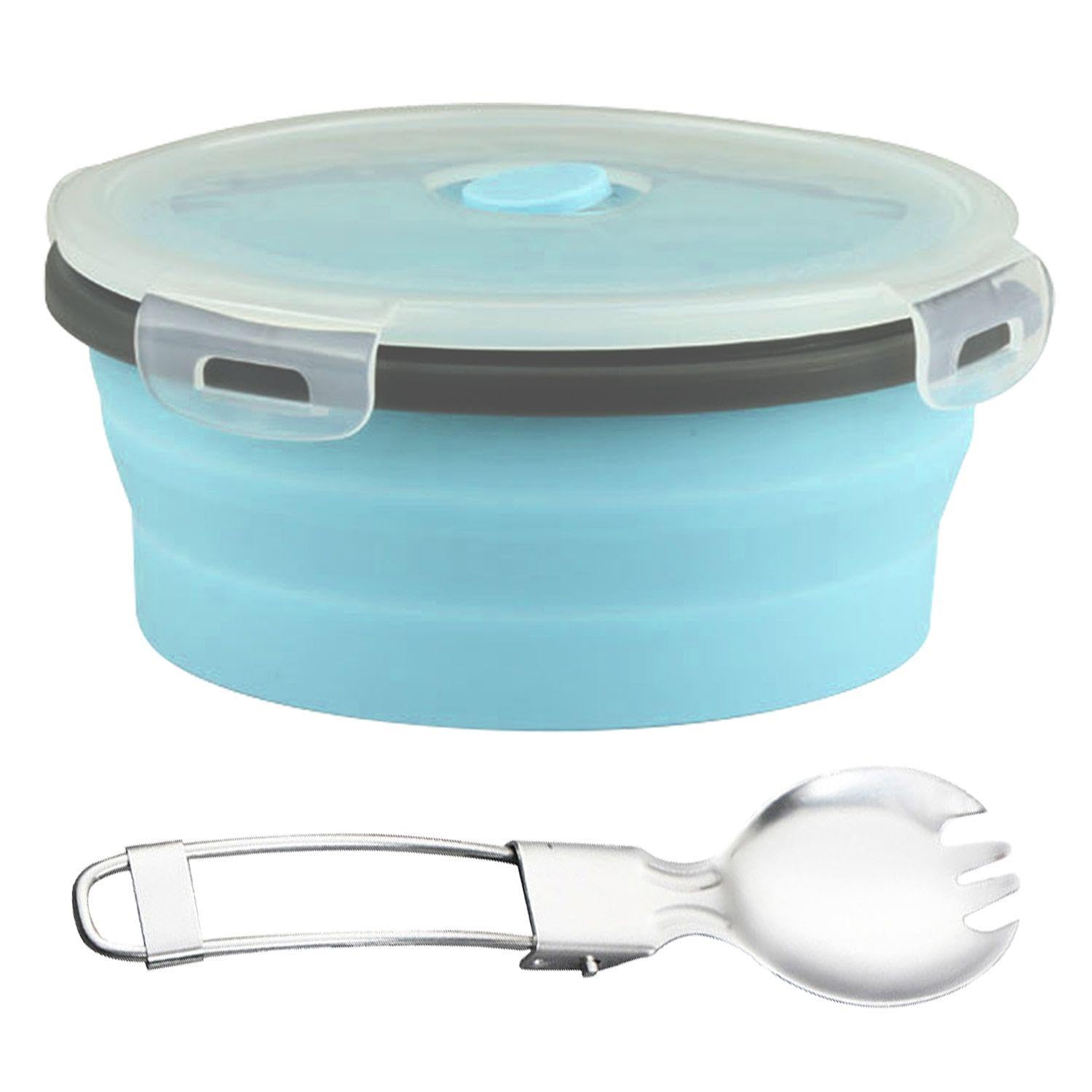 Ciotola Pieghevole Da 1 Pezzo, 1200 Ml, Silicone Riutilizzabile, Ciotola Campeggio Coperchio, Portatile Pranzo Rotonda, Stoviglie Pratiche