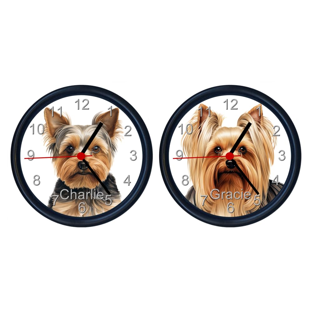 Key Expressions Black Personalised Yorkshire Terrier Wall Clock - Two Designs Available