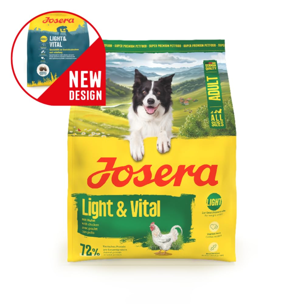 JOSERA Adult Light & Vital kurczak (3 x 3 kg) | sucha karma premium dla dorosłych psów | z groszkiem | o niskiej zawartości fosforu – z niewielką ilością tłuszczu i białka, specjalnie dla seniorów