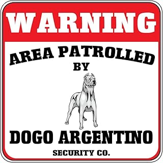 Fastasticdeals Warning Area Patrolled Dogo Argentino Dog Security Crossing Metal Novelty Sign