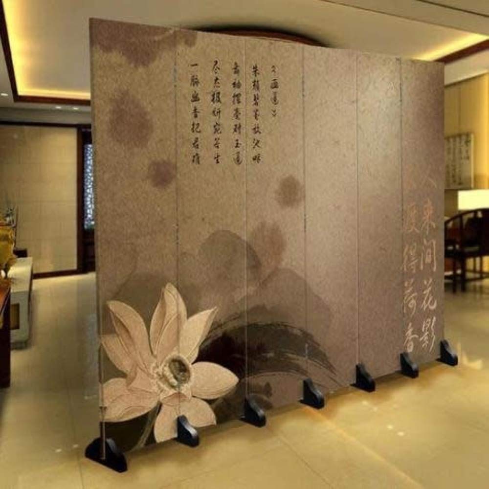 Fine Asianliving Paravent Interieur Séparateur de Pièces L240xH180cm Deux Côtés Cloison de Séparation Amovible Japonai Oriental Chinoi Paravent Toile imprimé Deco Paravent Diviseur