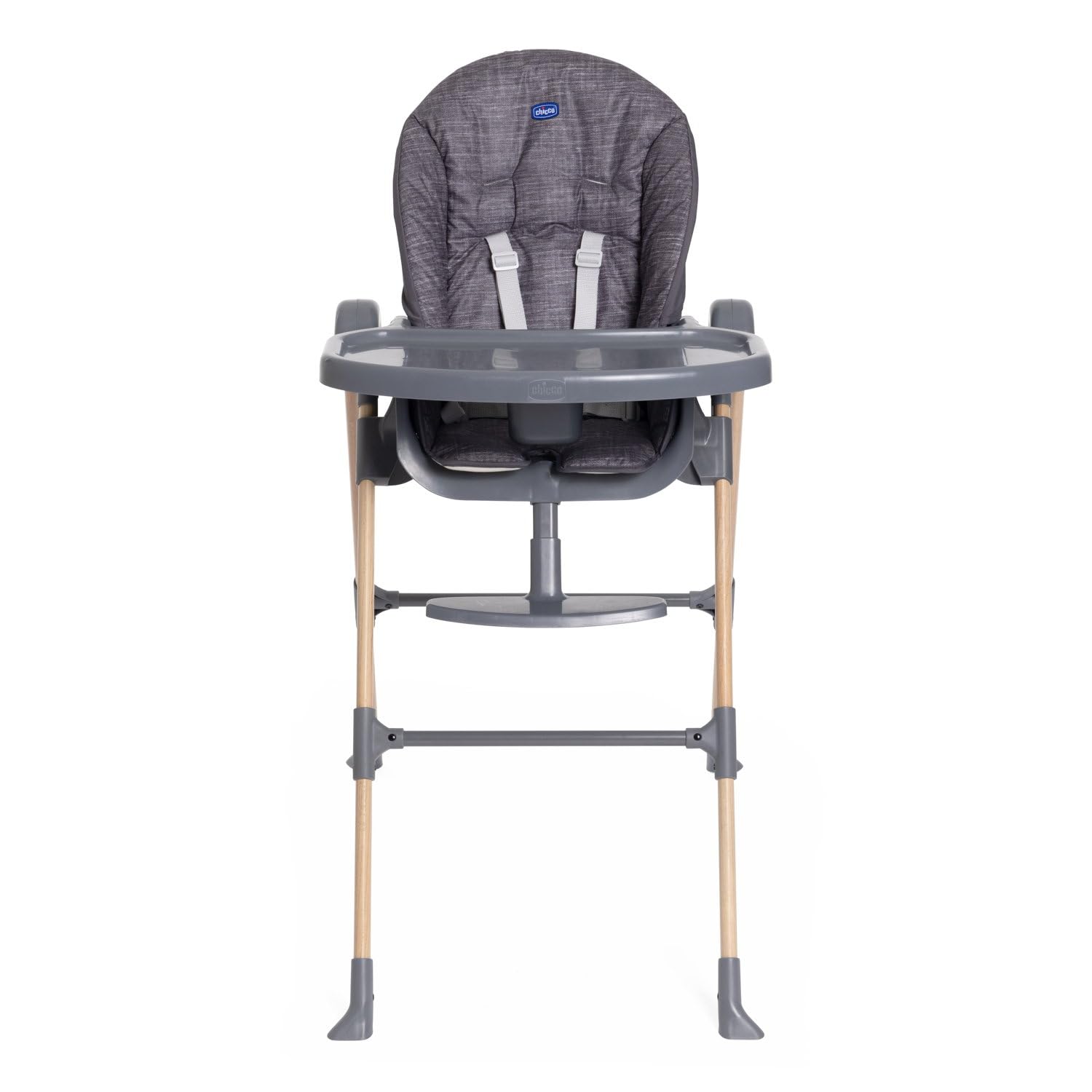 Chicco Polly Essential Trona para Niños, de 0 Meses a 15 Kg, 3 Posiciones, 7 Niveles de Altura, Reposapiés regulable, Cierre Compacto, Tejido de Poliéster Reciclado, Gris oscuro