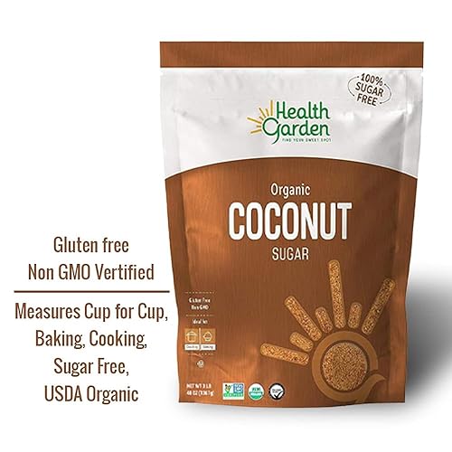 Miniatura 14 de Health Garden Azúcar de palma de coco orgánico, sin OMG, sin gluten, sustituto edulcorante, kosher, todo natural (4 libras)