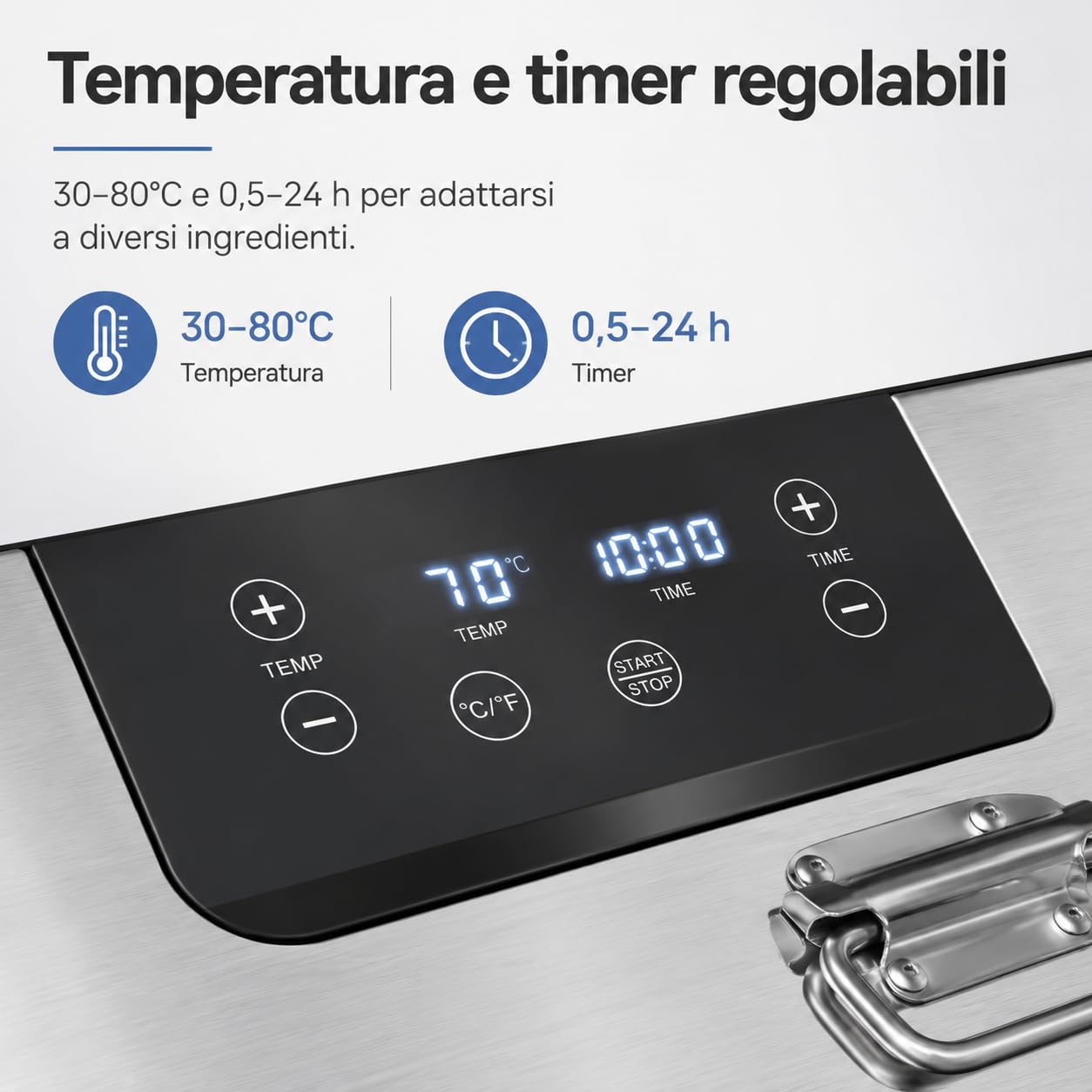 Suszarka ze stali nierdzewnej, 800 W, 12 misek ze stali nierdzewnej, urządzenie do suszenia owoców, mięsa, wołowiny, suszonych mięs, ziół, z regulowanym timerem i regulacją temperatury
