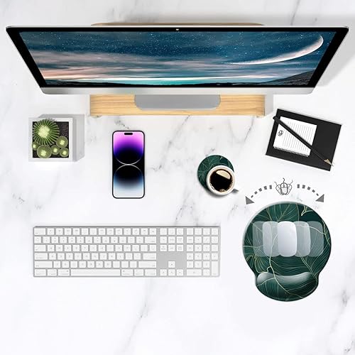 Miniatura 3 de DOOKE - Alfombrilla ergonómica para mouse con soporte para muñecas, almohadilla para muñecas con base de goma antideslizante con portavasos para