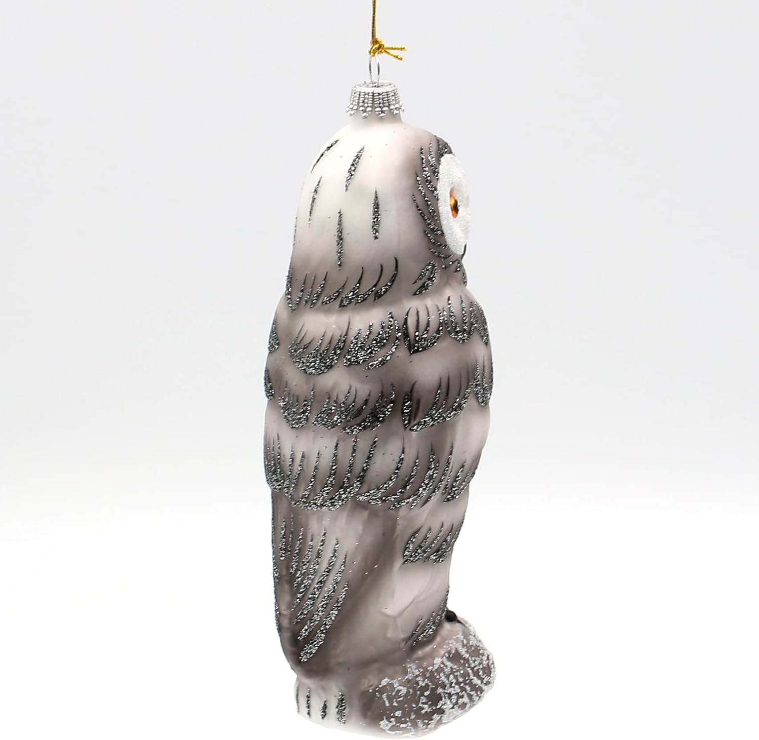 Dekohelden24 Lauschaer Christmas Tree Decoration Limited Edition Blown Snow Owl Figurine, Hand-Decorated, 17 cm High