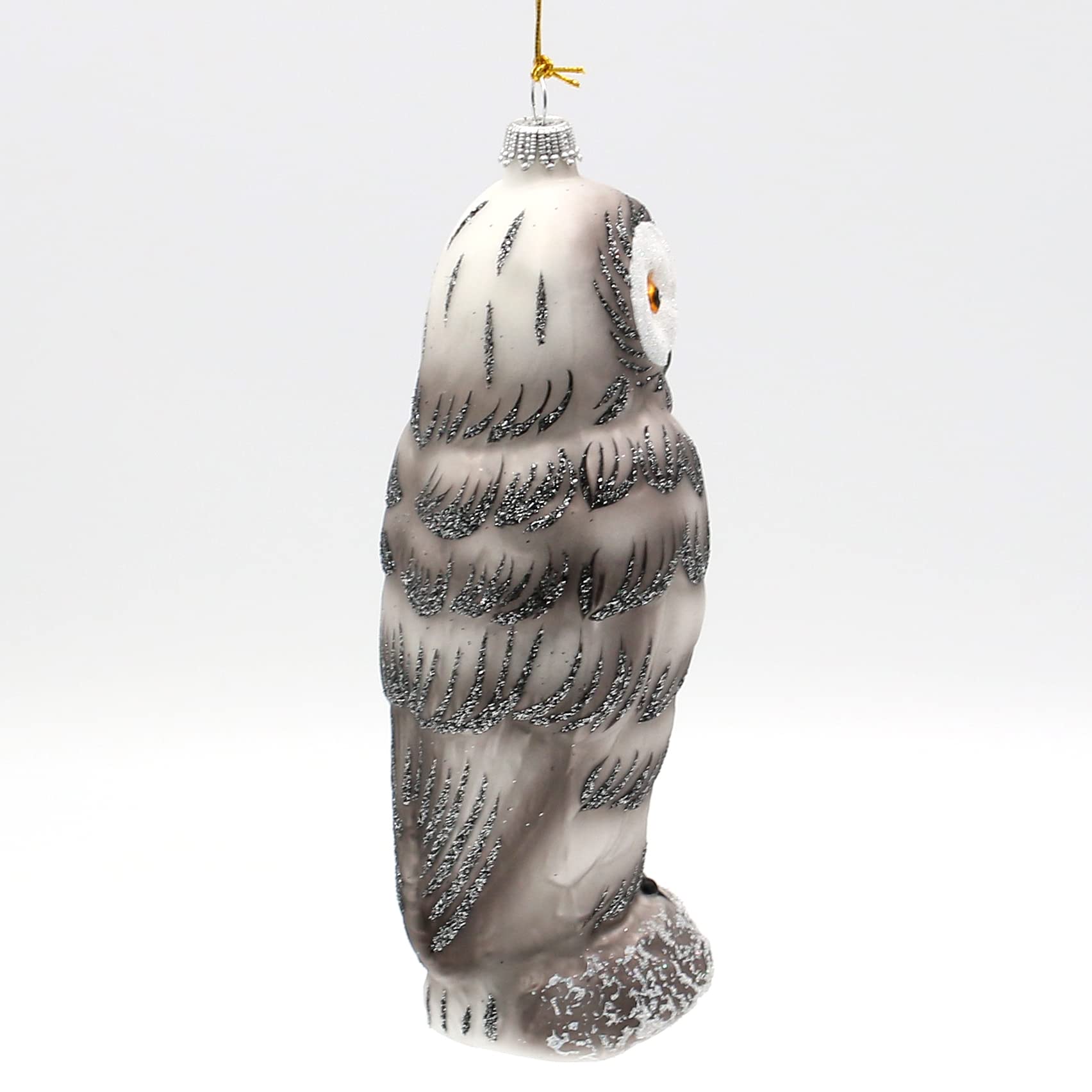 Lauschaer Christbaumschmuck Limitierte Auflage freigeblasene Schneeeulenfigur, handdekoriert, 17 cm hoch
