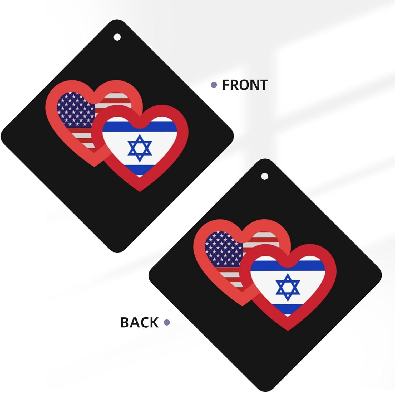 100 PCS Hearts America and Israel Car Air Fresheners Cards Set, Multi-Pack Scented Cards, Long-Lasting Auto Fragrance Cards for Vehicle, Home & Office Square