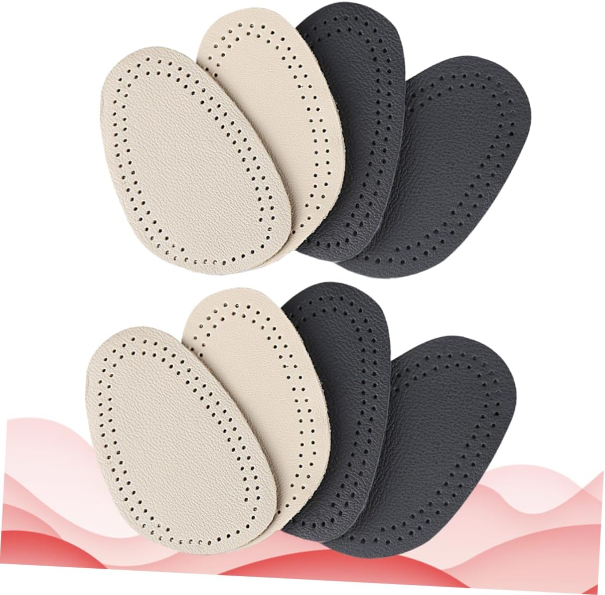 Beavorty 12pairs Non- Forefoot Pads Cowhide Cushion Inserts for Bunion Relief Lightweight and Practical Foot Comfort Beige Black