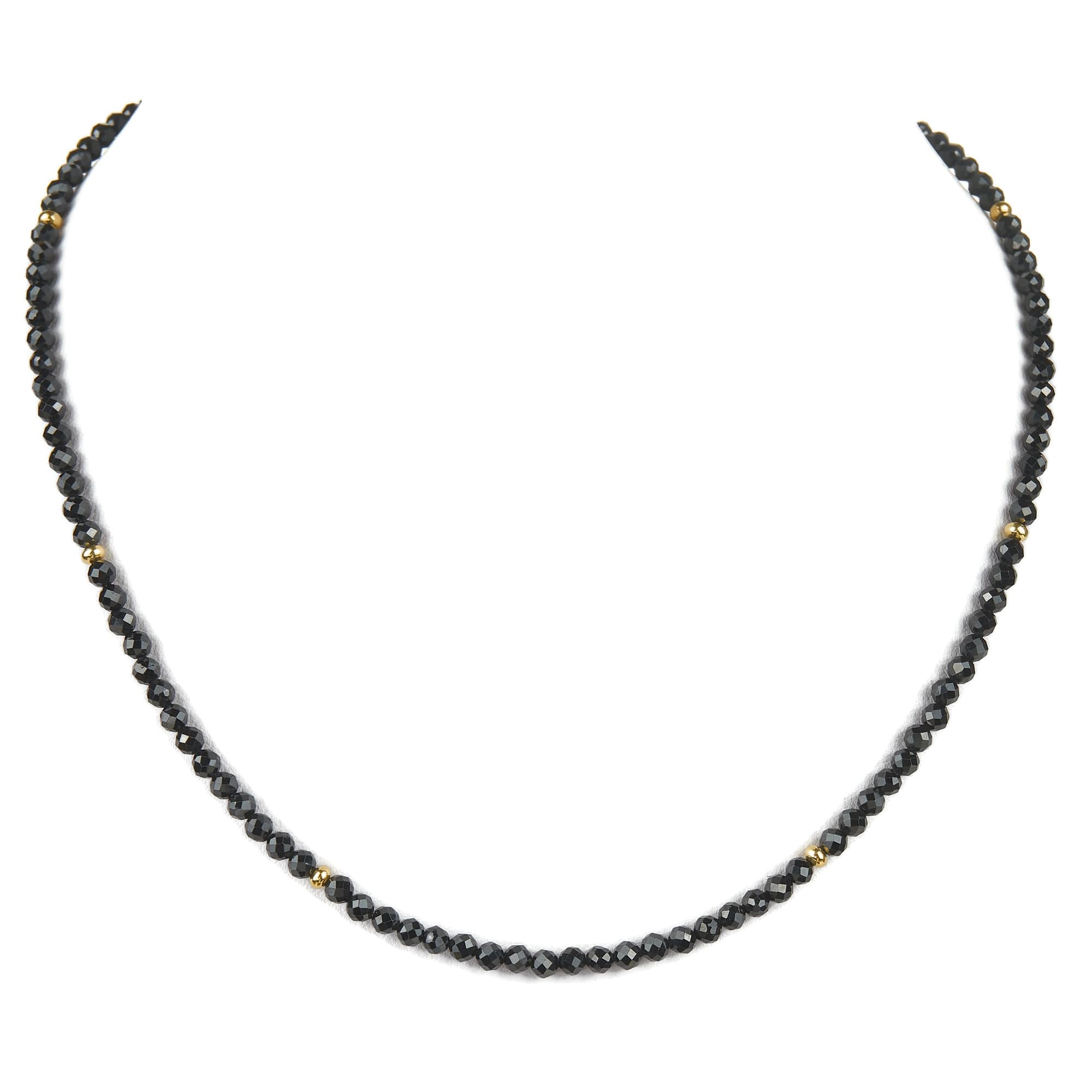 Turmalin Kette schwarz - Schörl Kette - schwarze Halskette - 925 Silber vergoldet