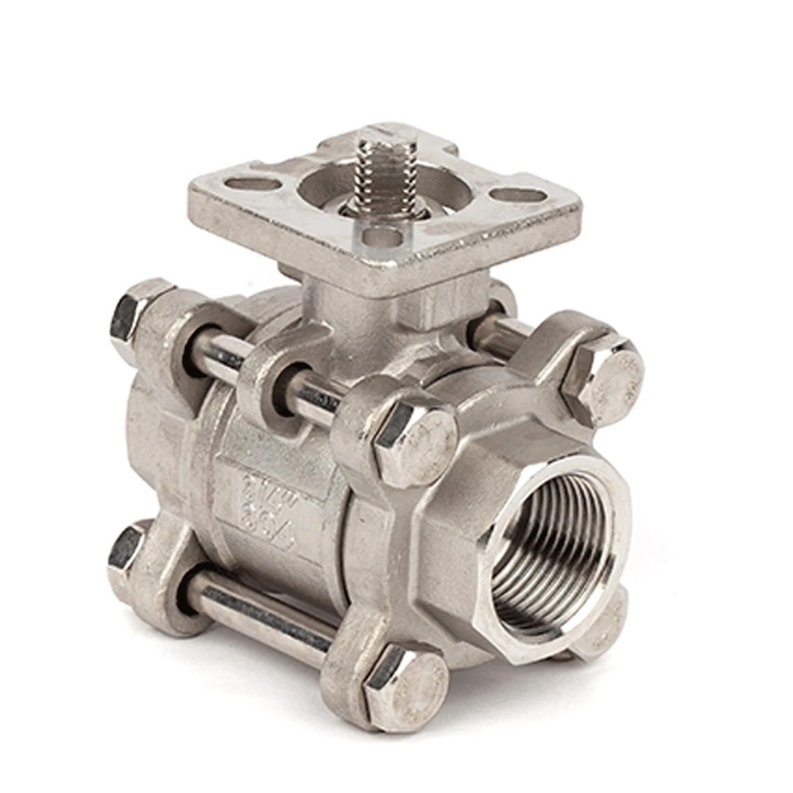 1/4" 3/8" 1/2" 3/4" 1"-2" BSPT Innengewinde 304 Edelstahl, hohe Plattform, robuster 3-teiliger Kugelhahn mit vollem Durchgang(DN15 1l2 Inch BSP,SS304 Heavy Duty)
