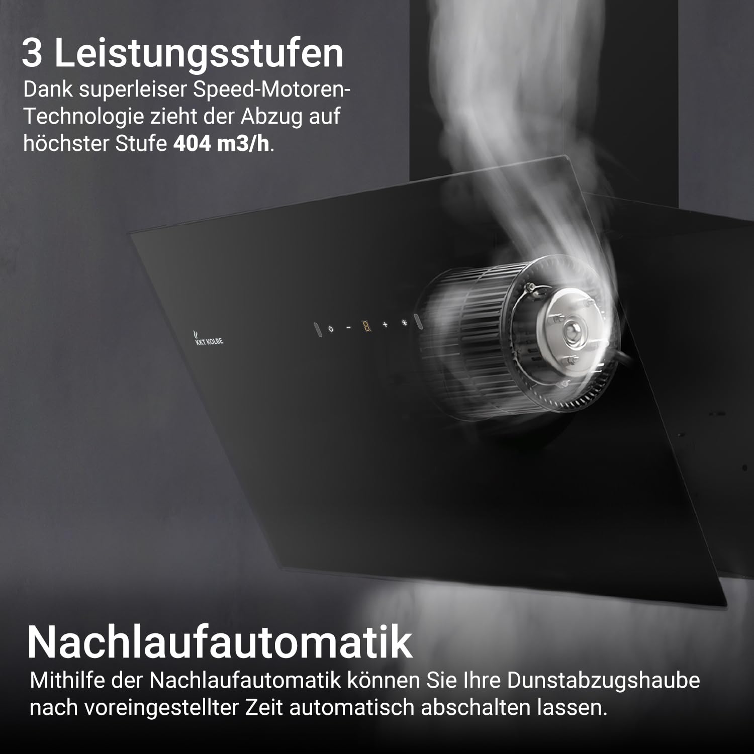 KKT KOLBE Dunstabzugshaube 60 cm Umluft Abluft Kopffrei Wandhaube Schwarz Glas LED-Beleuchtung Edelstahl Gestensteuerung SensorTouch BASE6004S