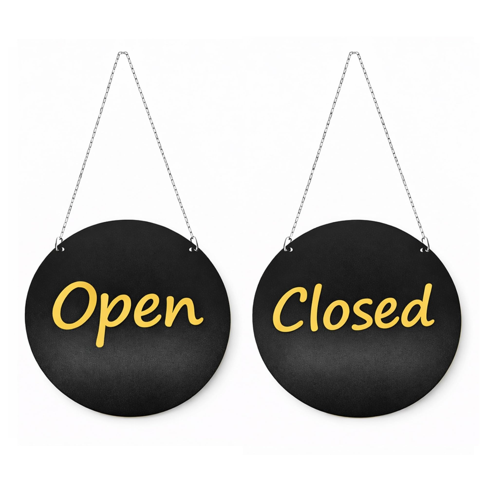 Open Close Sign Board for Shop with Stainless Steel Chain Hanging, Open Closed Sign Board for Shop Door, Round MDF Base with Acrylic Letters Open Close Door Sign, Double Sided Open Close Signs Board for Office Cafe Salon Restaurant Hotel Business Entrance (DS04)